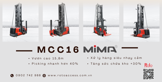 Xe nâng nâng điện VNA 3 chiều MCC16 Man-up – Giải pháp kho hẹp tối ưu cho doanh...
