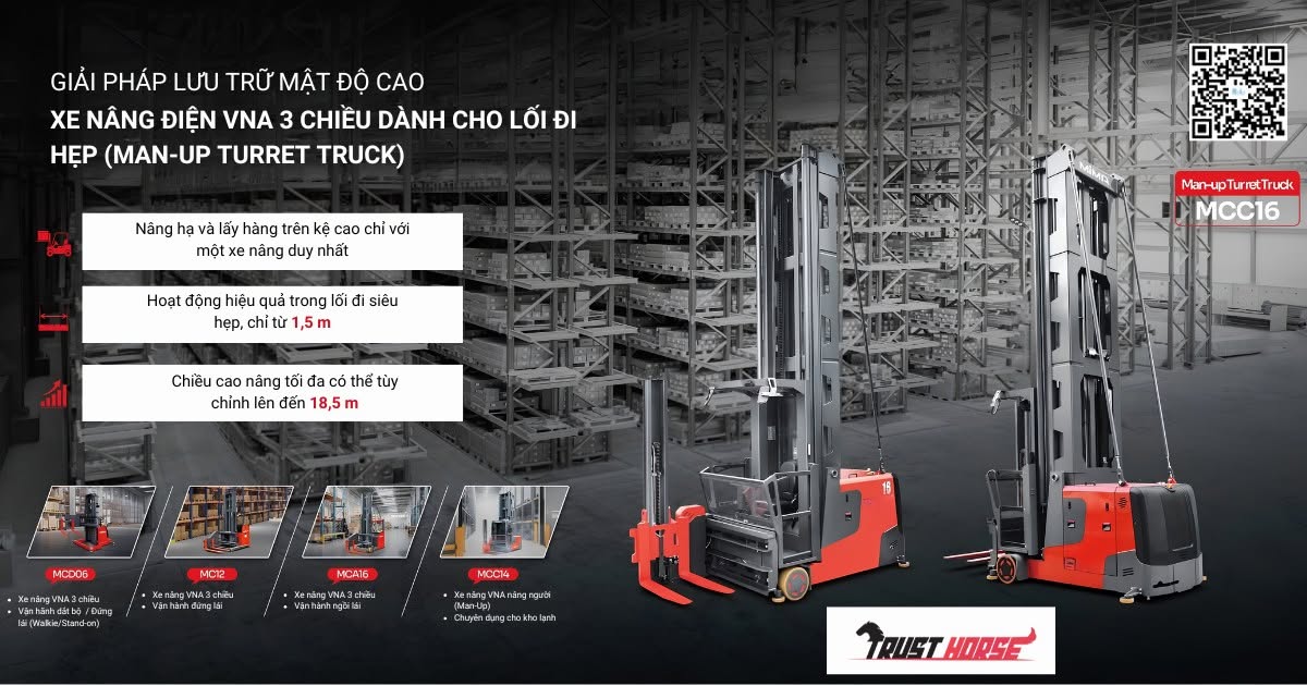 Cách Tăng 40% Sức Chứa Kho Với Xe Nâng VNA 3 Chiều Dành Cho Lối Đi Hẹp